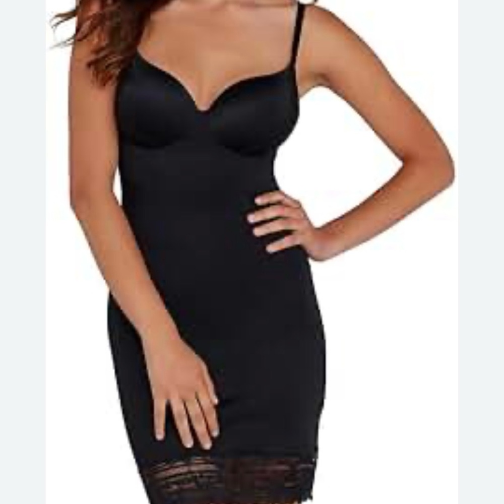 SPANX Black Shapewear Slip with Lace Trim